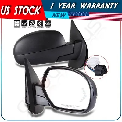 ✔Power Fold Heated Puddle Light Signal Memory Black Mirrors For 07-13 Chevy GMC • $158.54