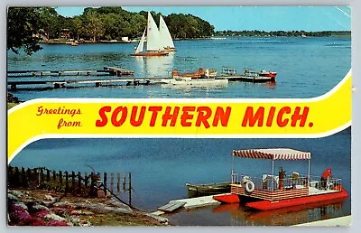 Southern Michigan MI - Large Letters - Greetings - Vintage Postcard - Posted • $5.09