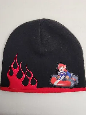 Men's Black And Red Reversible WII Mario Kart Beanie Cap In Great Condition • $14.99