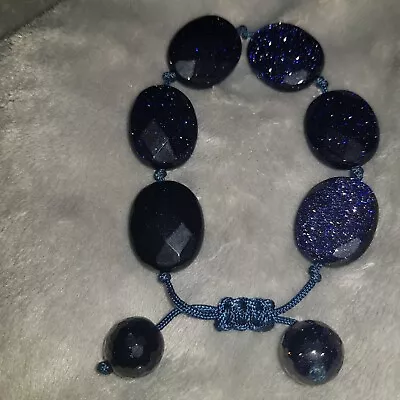 Lola Rose Bracelet Blue Sandstone Faceted Stones Chinese Knot Ex Cond With Pouch • £21