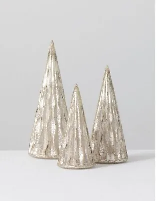 Sullivans Set Of 3 Decorative Accent Christmas Tree 9.5 H 7.5 H & 6.5 H Gold • $48.13