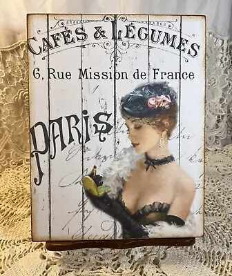 Paris French Lady  Vintage Style Shabby Chic Handcrafted Plaque / Sign • $17.95