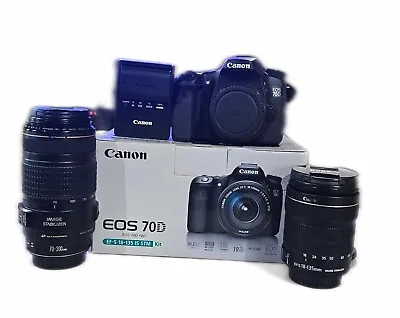 Canon EOS 70D Digital Camera 20.2 MP SLR With 18-55mm & 75-300mm Lens Bundle  • $529.99