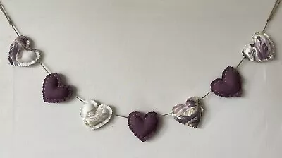 Heart Garland Bunting In Laura Ashley Gosford Plum & Bacall Grape Fabrics • £11.50