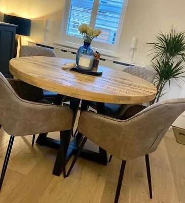 £476.10 • Buy Ida Luxury Round Solid Mango Wood Dining Table 1.0m, 1.2m, 1.4m Sizes 4-6 Seater
