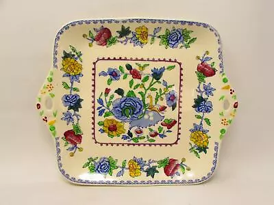 Regency Plantation Colonial By Mason's Cake Plate Blue Pink & Yellow Flowers • $29.39