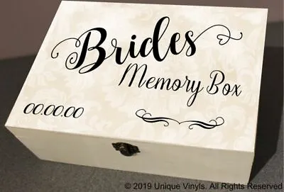 £4.99 • Buy Personalised Wedding Box Sticker, Brides Memory Box, Keepsake Box Sticker ONLY