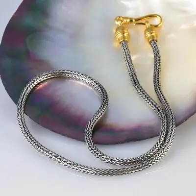 17” Handmade Solid Sterling Silver Chain & Gold-plated Vermeil Clasp 25.53 G • $144