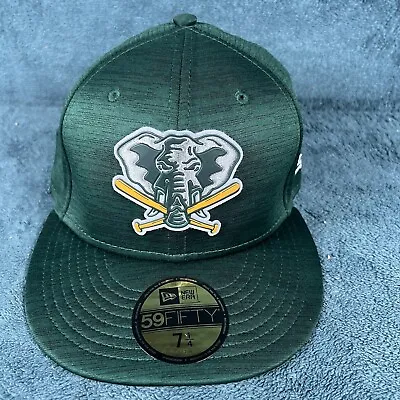 Oakland A's Athletics New Era 59Fifty Hat Green Elephant Logo Size 7 1/4 • $26.57