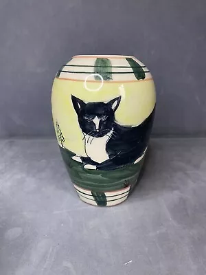 £12.99 • Buy Unusual Vase Studio Pottery Cat Hand Painted Ceramic