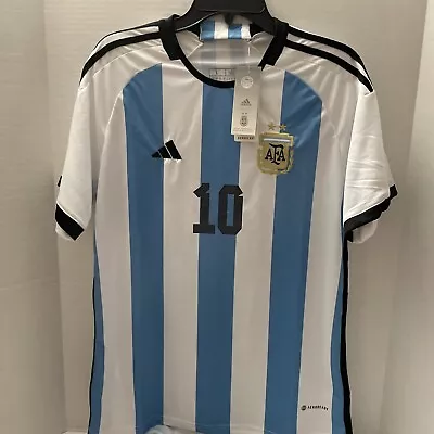 Adidas Argentina Leo Messi #10  Soccer Jersey World Cup Men's L Blue White NWT • $29.95
