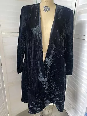 Vintage 80s Fredericks Of Hollywood Women’s Black Crushed Velvet Wrap Robe Large • $30