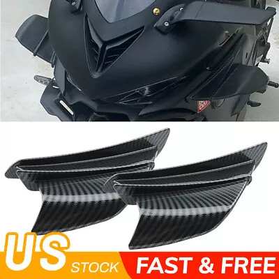 1Pair Motorcycle Side Winglets Air Deflector Wing Kit Spoiler Gloss Carbon Fiber • $15.99