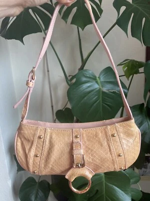 £110 • Buy Vintage Dolce&Gabbanna Small Baguette Bag Orange Leather Snake Bag
