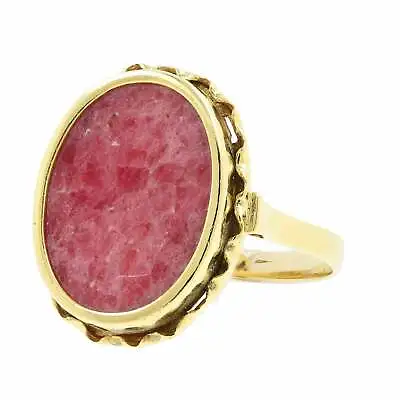 14K Yellow Gold Red Marble Cocktail Statement Ring • $539.99