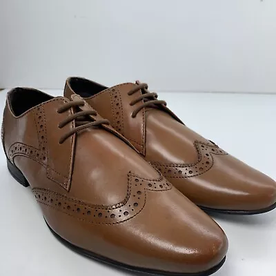 Onfire Men’s Faux Leather Wing Tipped Brogues Shoes Brown Size UK 6 • £16.99