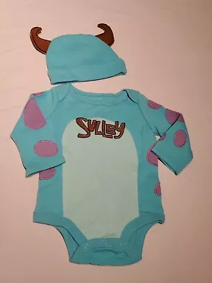 New Disney Sulley Monsters Inc Baby Bodysuit Costume Hat Halloween Blue Teal • $29