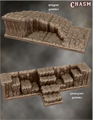 $65 • Buy Chasm Ramp & Steps Tiles-Aether Studios-8x4 & 10x4-3D Printed Dragonlock