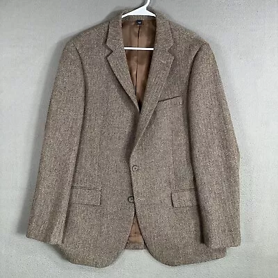 J. Crew Blazer Mens 42R Brown Herringbone Wool Blend 2 Button Notch Business EUC • $44.88