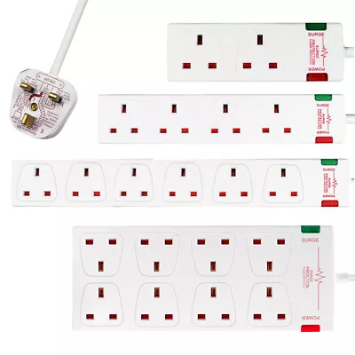 Surge Protected Mains Extension Lead UK Power Cable Electric Plug Multi Socket • £12.99