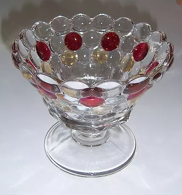 Vintage Crystal Glass Compote Pedestal Candy Condiment Dish Ruby Bubbles  • $48.90