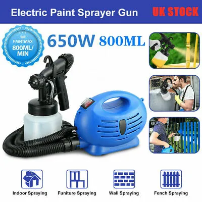 £26.99 • Buy 800ml Electric Paint Sprayer 650W Power HVLP Spray Gun 3 Spray Mode Fence Wall