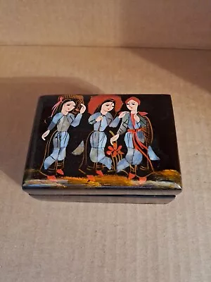 Vintage Asian Hand Made Lacquer Mother Of Pearl Inlay Jewelry Box  • $14.99