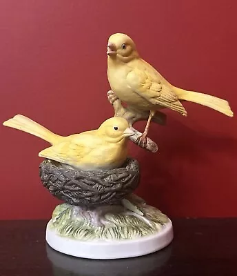 Pair Of Yellow Canary Bird Figurine MOTTAHEDEH Nesting CANARY SONGBIRDS Figurine • $60