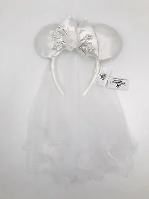Tiara Disney Parks Mickey Mouse Wedding Veil Minnie Ears Bride Bow Rare Headband • $15.99