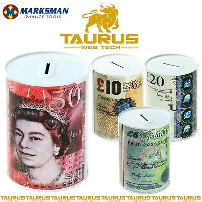Pound Notes £ Design Money Coin Box Tin Savings Kids Cash Piggy Bank Charity UK  • £11.95