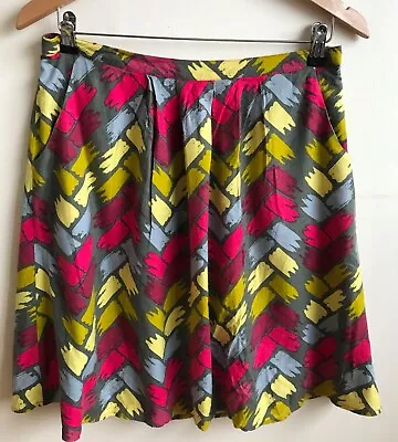 Seasalt Bright Flippy Skirt 10 Cotton Summer 21  Long Palmers Brush Strokes • £3