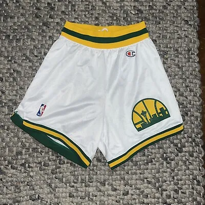Vintage Seattle Supersonics Shorts Mens Small White Champion NBA Basketball • $20.50