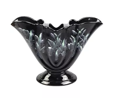 Vintage Mid Century Haeger Retro Large Black Winged Fan Vase 13 H 3660 USA • $38