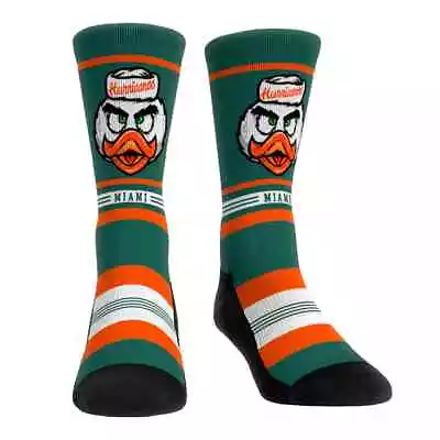 NEW! Rock Em Socks Miami Hurricanes Mascot Logo Crew Socks • $16.99