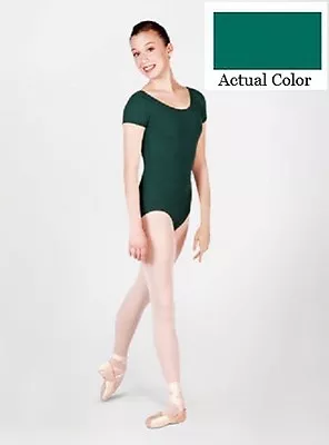 Mondor 496 Hemlock Green Child Size Large (10-14) Short Sleeve Leotard • $9.99