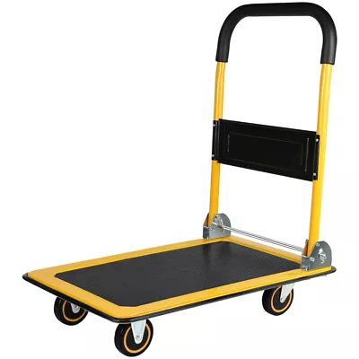 Foldable Push Cart Dolly 330 Lbs Heavy Duty Swivel Push Handle Flat Bed Wagon • $53.49