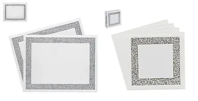 White Crushed Crystal Diamond Mirrored Glass Placemats Or Matching Coasters • £11.99