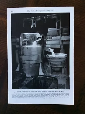 1942 Vintage Original Magazine Photo United States Steel Mills Making Metal  • $10.99