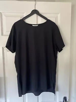 Womens M&s Size 12 Black Soft Blouse Top Crew Neck Clothes • £7.99