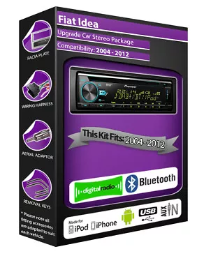 Fiat Idea DAB Radio Pioneer Stereo CD USB AUX Player Bluetooth Handsfree Kit • $252.58