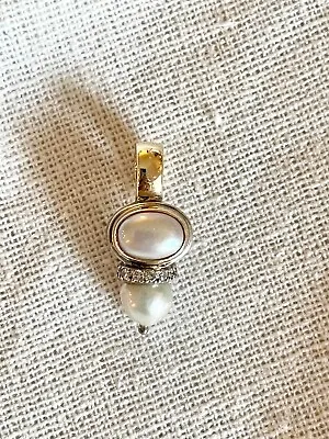 Michael Dawkins Diamond Sterling Silver 14kt Freshwater Pearl Pendant • $119.99