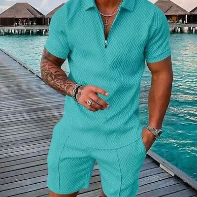 Summer Mens Outfit 2-Piece Set Short Sleeve Shirts And Shorts Sweatsuit Set Hot • $27.29