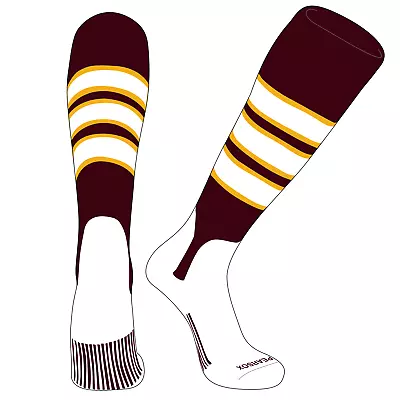 PEAR SOX OTC Baseball Softball Stirrup Socks (C 5in) Maroon Gold White • $15.99