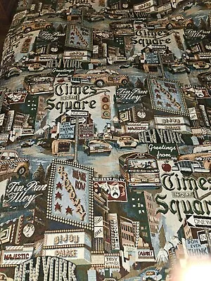 New York Themed Upholstery Tapestry Fabric Times Square Yellow Taxi Etc 54  X 66 • £62.66