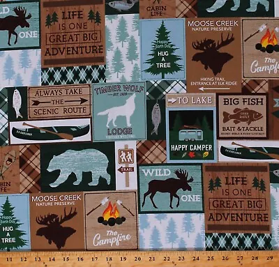 Cotton Moose Creek Lodge Cabin Camping Northwoods Fabric Print By Yard D788.86 • $12.95