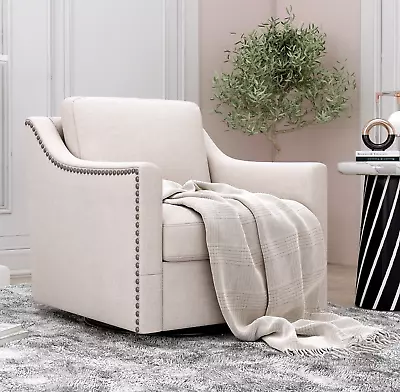 Swivel Accent Armchair 360 Nursery Arm Chair Fabric Upholstered Living Room • $289.99