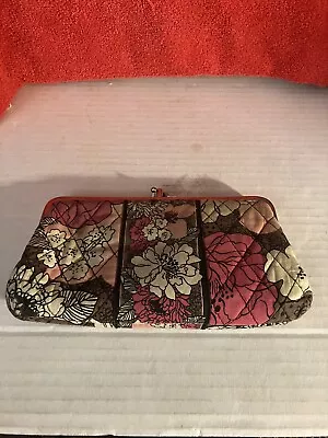 Women's Vera Bradley Mocha Rouge Kiss Lock Wallet Floral Pink. DWK • $14.15