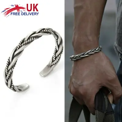 £3.99 • Buy Mens Vintage Open Bangle 925 Sterling Silver Thai Handmade Twisted Cuff Bracelet