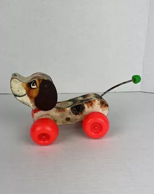 1965 Vintage Fisher-Price  LITTLE SNOOPY  Dog Wooden Pull-Toy USA Vtg 60s 693 • $17.99