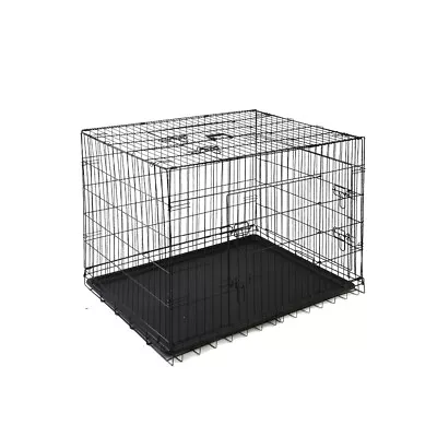 I.Pet 48  Dog Cage Crate Puppy Foldable Metal Black Kennel Portable 3 Doors XXL • $98.11